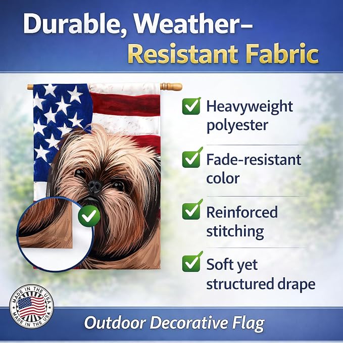 Caroline's Treasures CK6552CHF Griffon Bruxellois Dog American Flag House Flag Large Porch Sleeve Pole Decorative Outside Yard Banner Artwork Wall Hanging, Polyester, House Size, Multicolor