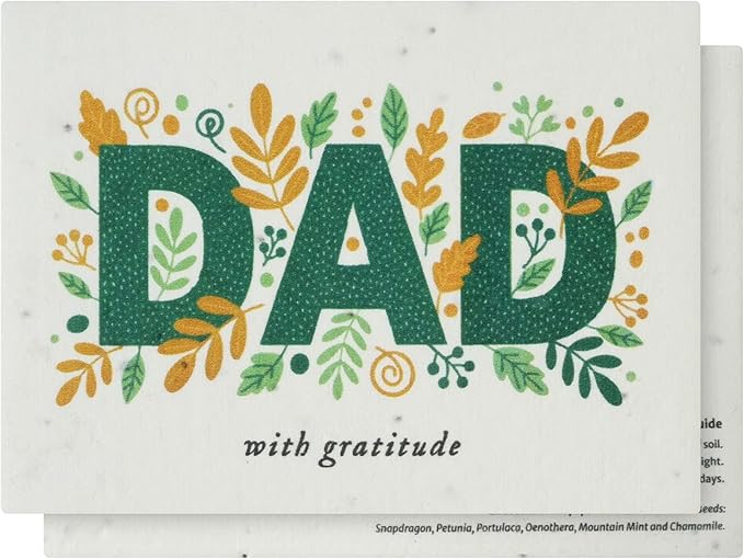 Dad Greeting Cards – 5 Sets of Gift Cards with White Envelope Each, Embedded with Wildflower Seeds, Plantable and Writable Greeting Cards for Dad's Day, Appreciation to Him, Father's Birthday Gift