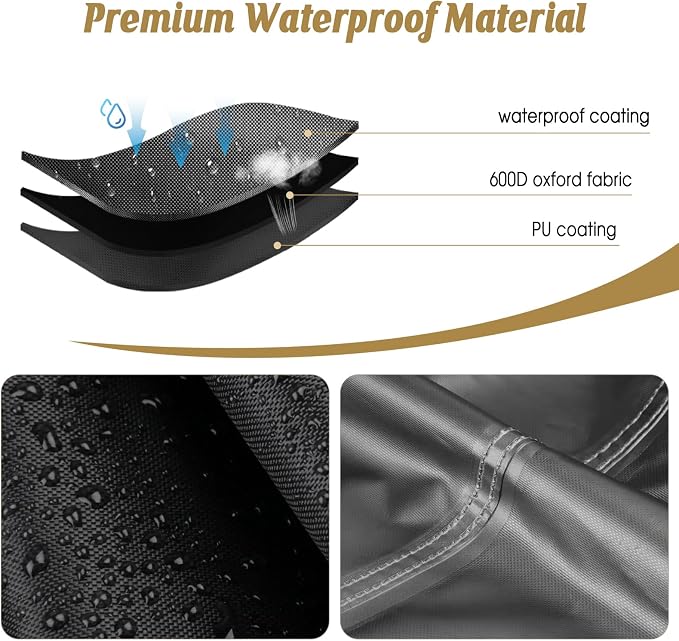 Patio Dining Table Cover for 8-10 Person Large 7-8 FT Rectangle Furniture | 87x37x30,Waterproof Dustproof Heavy Duty Oxford Fabric, Patio Table Cover with Air Vent, Buckle, Handle and Drawstring