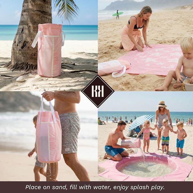 2-in-1 Kids Beach & Pool Play Mat, Portable Paddling or Picnic Blanket | Soft, Waterproof, Large 6.5 ft Surface, Folds to Carry Bag, Perfect for Beach Days, Parks, Picnics & Outdoor Backyard Play
