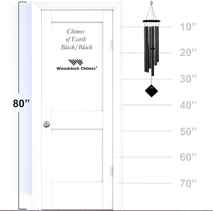 Woodstock Chimes Pluto Wind Chime for Outside 37" Black Wood Medium Tone Sound for Outdoor Garden, Patio, Porch Decor Gifts, Encore Collection, DCKK37
