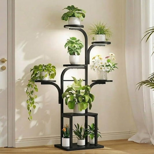 HOOBRO Plant Stand Indoor with Grow Lights, 47.2" Tall Metal Plant Shelf, 7 Tiered Corner Plant Stand for Indoor Plants, Plant Rack for Living Room Bedroom Balcony, Black BB09DHJ01