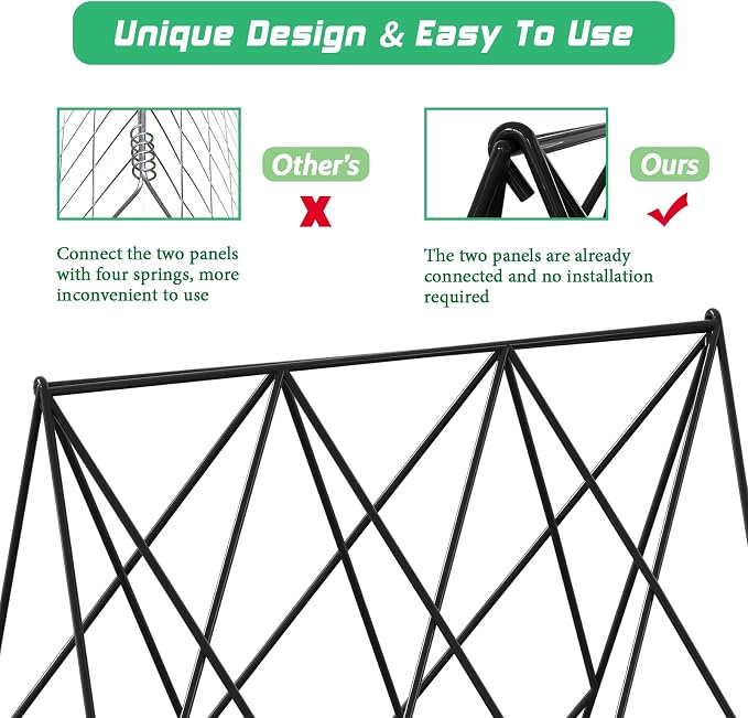 DoCred Cucumber Trellis, 39.4" H 2 Pack Metal Foldable Thickened A Frame Garden Trellis for Raised Bed Climbing Plants, Vegetables, Including Plant Support Clips, Twist Ties, Plastic Ties, Black