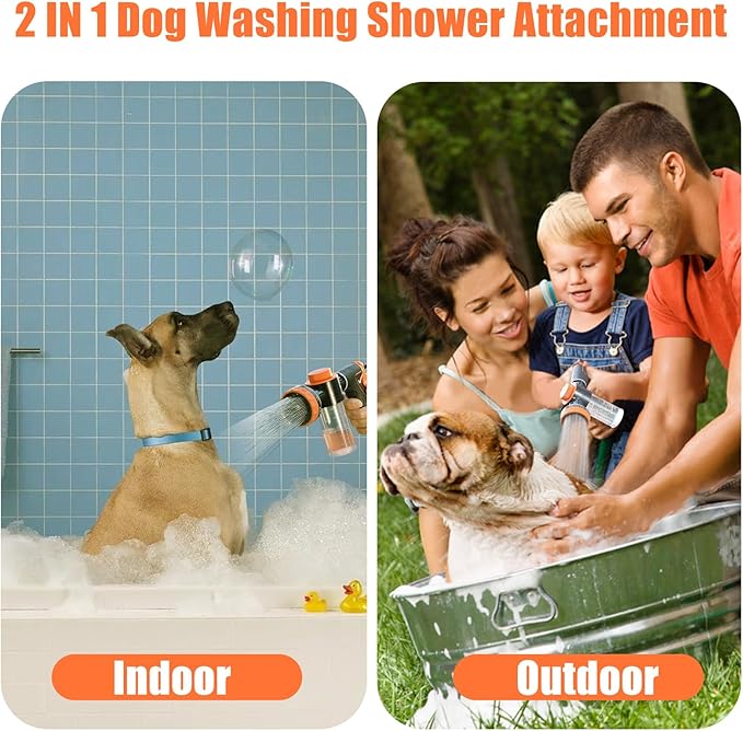 Dog Shower Attachment with Metal 3-Way Shower Diverter & 100inches Shower Hose for Bathroom Showr Arm, Dog Wash Hose Nozzle Sprayer for Easy Pet Bathing Dog Washing Hose Attachment