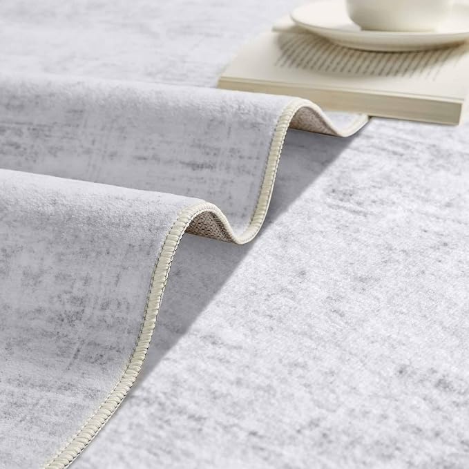 Latte&Fog Vintage Blue Rugs for Living Room, Washable Vintage 6x9 Area Rugs | for Bedroom Dining Kitchen Kids Playroom Nursery Classroom Dorm Farmhouse Office, Non Slip Low Pile Soft Floral Carpet Indoor