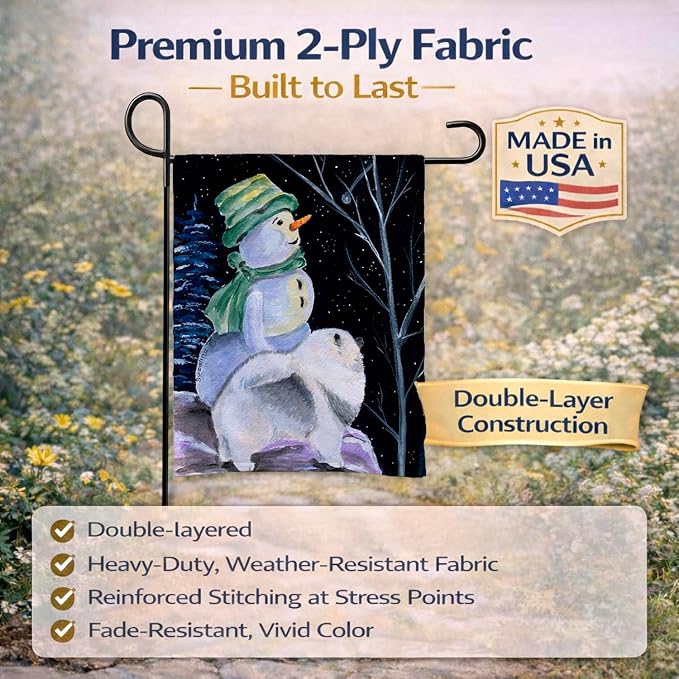 Caroline's Treasures SS8557GF Snowman with Keeshond Garden Flag Mailbox Flag Decorative Yard Flag Banner Outside Patio Artwork Yard Flower Beds, Garden Size, Multicolor