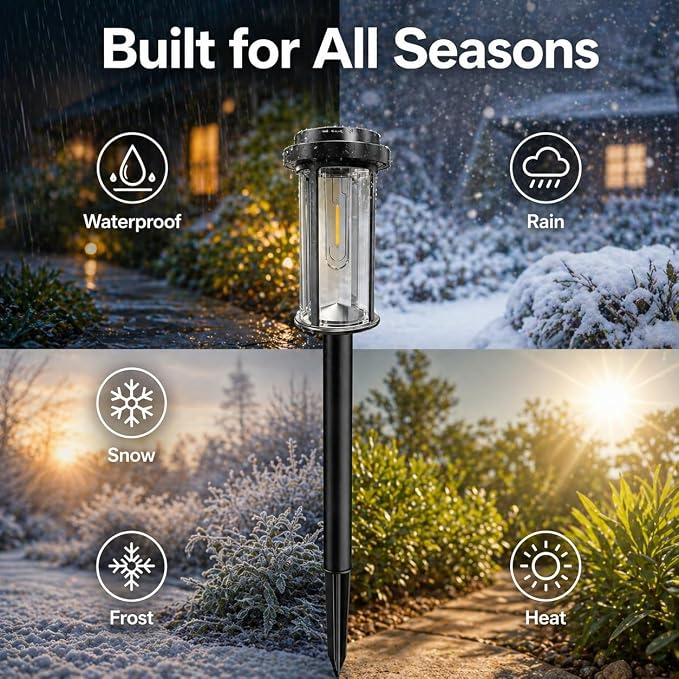DERAYSION Solar Lights Outdoor Pathway, 8 Pack Large LED Solar Garden Lights, 21-Inch Waterproof Auto Dusk to Dawn Outdoor Solar Lights for Yard, Landscape Path, Driveway, Warm White