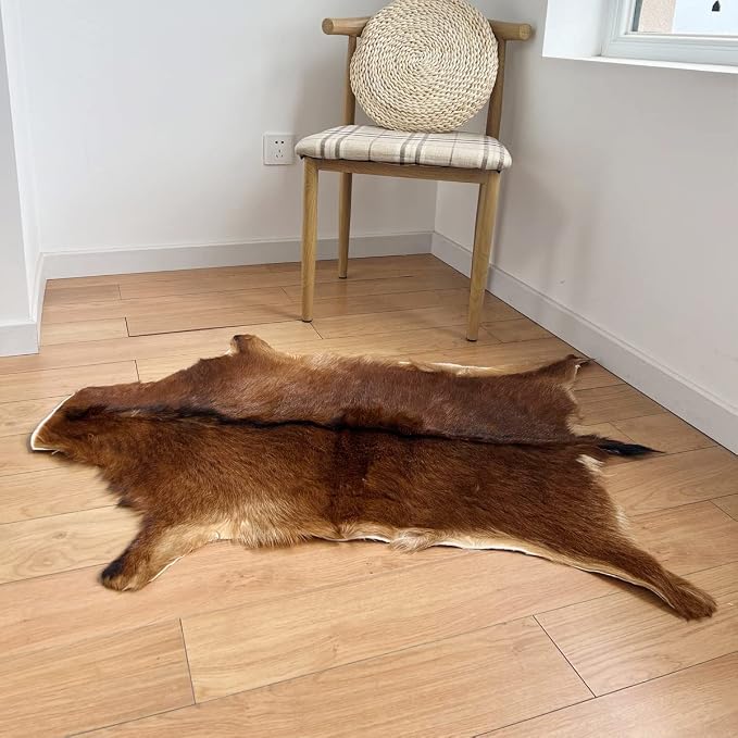 Red Deer Hide Rug Deerskin, 2.3x1.8 ft,Hunting Rug,Fawn Mat,Antelope Carpet | Deer Taxidermy Carpet, Fireplace Deerskin Decor, Fawn Print Rug,Reindeer Hide Area Rug, Animals Mat, Taxidermy Hunting Rug