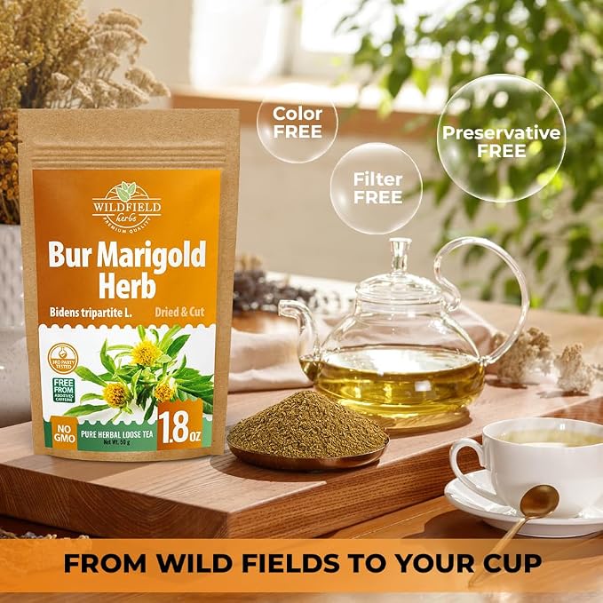 1.8 oz. Dried Marigold Flowers Bur Marigold Herb Tea Marygold Tea (Bidens Tripartite L.) - 50g 100% Chereda Bur-Marigold Cáñamo Acuático