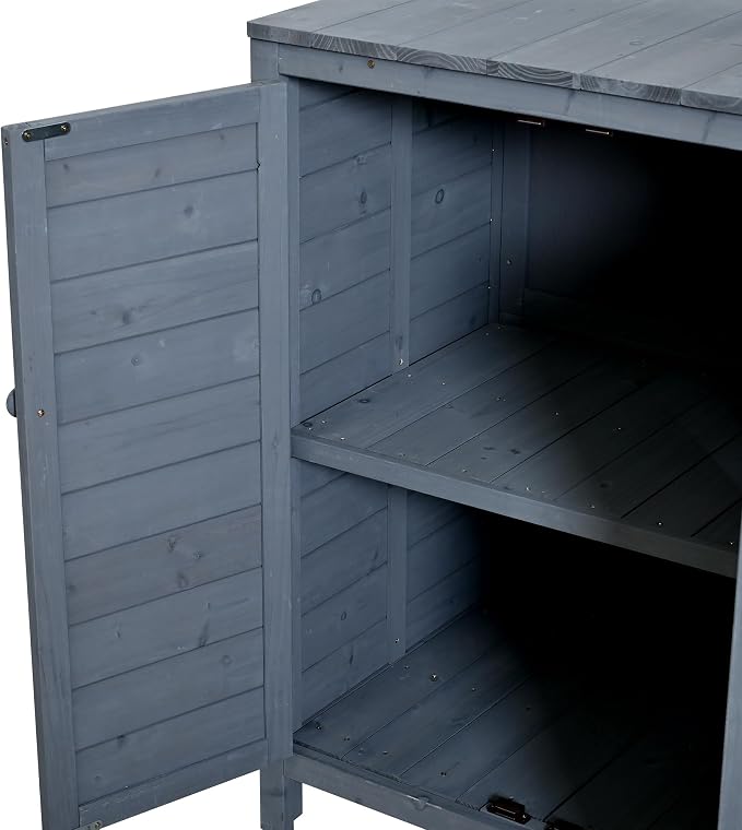 Merax Farmhouse Potting Bench with 6 Drawers, 44.6” Large Garden Workstation, Outdoor Kitchen Island with Bottom Cabinet & Hooks, Freestanding Patio Furniture,Gray