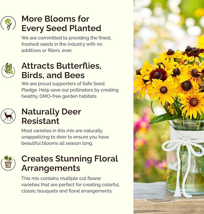 Eden Brothers Midwest Wildflower Mixed Seeds for Planting, 5 lb, 2,400,000+ Seeds with Cornflower, Candytuft, Mexican Hat | Attracts Pollinators, Plant in Spring or Fall, Zones 3, 4, 5, 6, 7, 8, 9, 10
