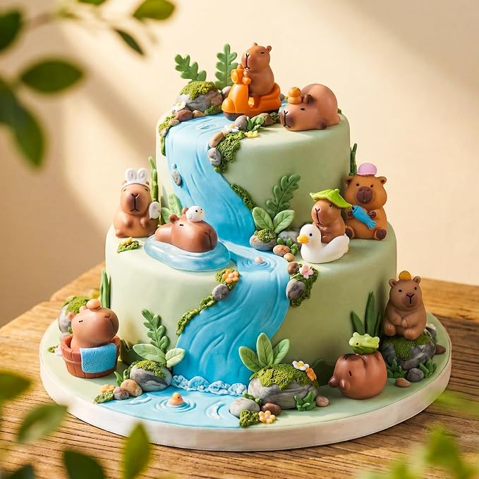 Nosiny 70 Pcs Mini Capybara Figures Bulk Cute Capybara Party Favors Small Resin Miniature Animal Stuff for Cake Topper DIY Dollhouse Accessory Dashboard Fairy Garden Moss Landscape Birthday Decor Gift