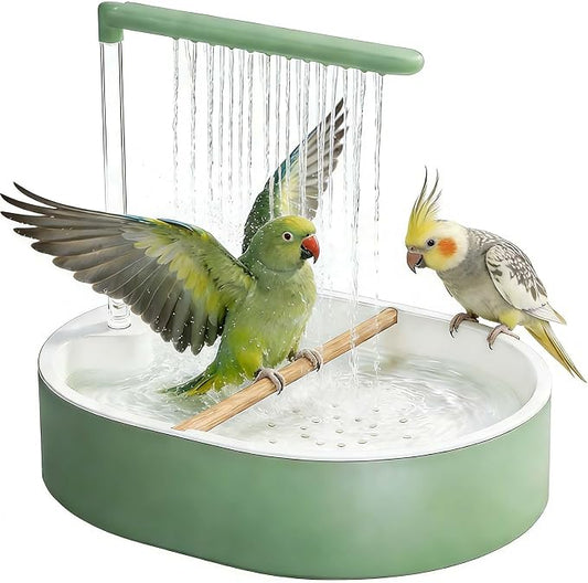 Automatic Bird Bath Circulating Water Large Parakeet Bathtub Bird Shower Fountain for Budgies, Cockatiels, Conures, Lovebirds, African Greys