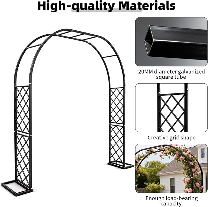 Heavy Duty Galvanized Steel Garden Arch 110.2×89.7×15.7 Inch, 20MM Thick Tube Rustproof Metal Arbor with Windproof Stakes for Wedding Ceremony, Halloween, Balloon Decor