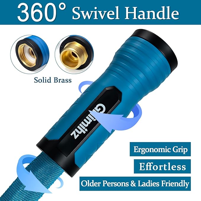 Garden Hose 75 ft, Made of TPE (BetterThan PVC/Hybrid Polymer), Lightweight yet Durable Water Hose with Ergonomic Grip, Drinking Water Safe Material, All-Weather, 3/4" GHT Fittings