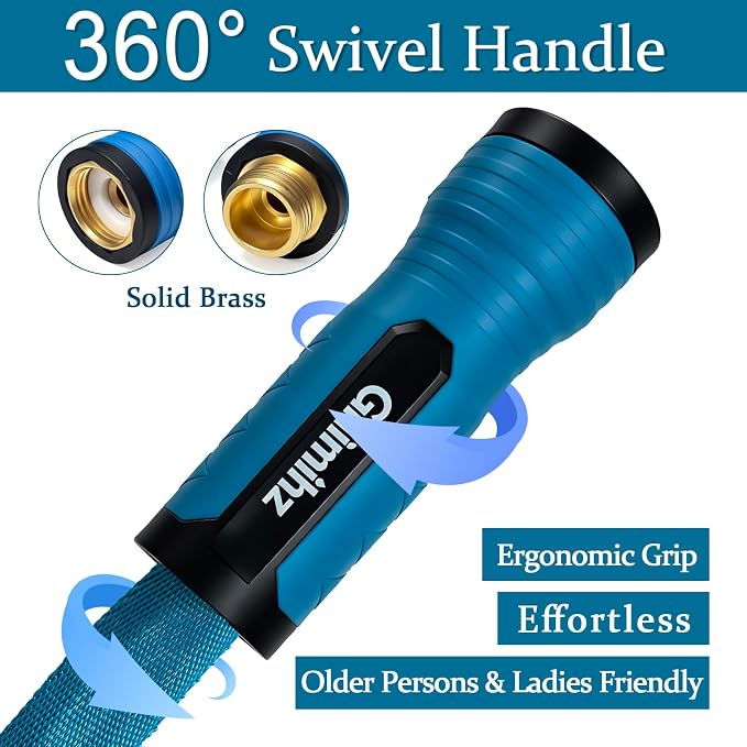 Garden Hose 25 ft, Made of TPE (BetterThan PVC/Hybrid Polymer), Lightweight yet Durable Water Hose with Ergonomic Grip, Drinking Water Safe Material, All-Weather, 3/4" GHT Fittings
