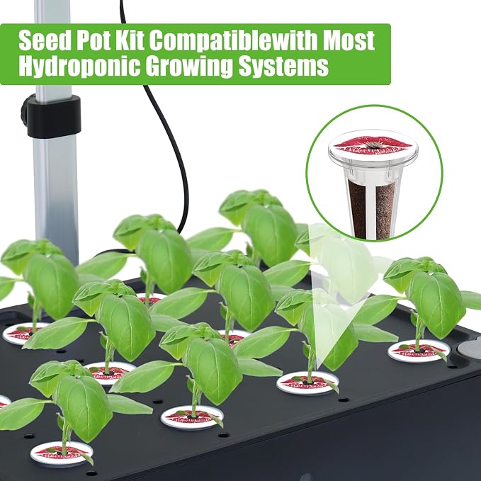 50pk Hydroponics Grow Baskets w/ 50 Labels for Most Systems | Compatible with Aero Garden, Hydroponic Replacement Accessories