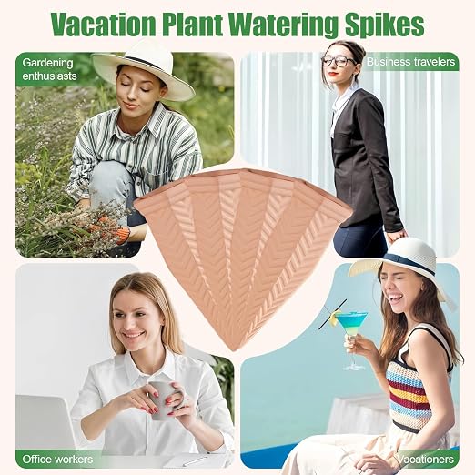 Terracotta Watering Spikes, 4 Pack Plant Watering Devices Self Watering Spikes Vacation Clay Watering Stakes Garden Plant Watering Globes for Indoor & Outdoor Plants