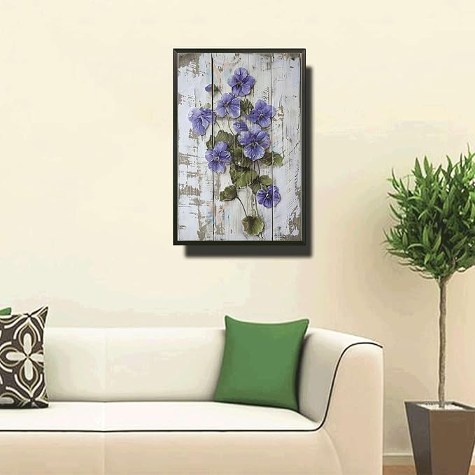 Metal Sign Tin Sign Vintage Rustic Charm Violets Tin Sign for Shabby Chic Gardens Cottage Style Decor and Weather Resistant D Boho Bedroom Decorations for Club 6×8 Inches with Metal Frame