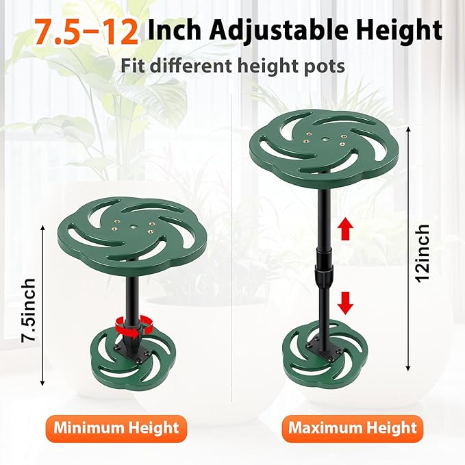 Axcoix 2 Pack Adjustable Height Plant Risers for Inside Pots, 7.5-12" Plastic Planter Inserts for Large Pots, Pot Fillers for Tall Square Round Taper Planters (6" 8" 10" Base or Top)
