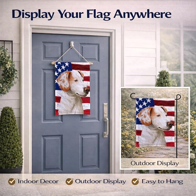 Caroline's Treasures CK6575GF Istrian Shorthaired Hound American Flag Garden Flag Mailbox Flag Decorative Yard Flag Banner Outside Patio Artwork Yard Flower Beds, Garden Size, Multicolor