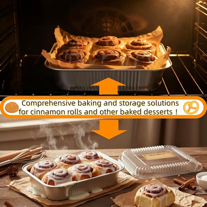 Gyreuni 30 Pack Disposable Aluminum Foil Loaf Pans with Lids Stickers and Parchment Paper Sheets-8" X 8" Disposable Square Baking Cake Pans-Aluminum Foil Tins Portable Food Containers Kit