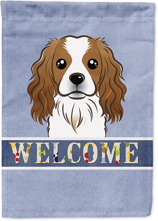 Caroline's Treasures BB1410GF Cavalier Spaniel Welcome Garden Flag, Blue Mailbox Flag Decorative Yard Flag Banner Outside Patio Artwork Yard Flower Beds, Garden Size, Multicolor