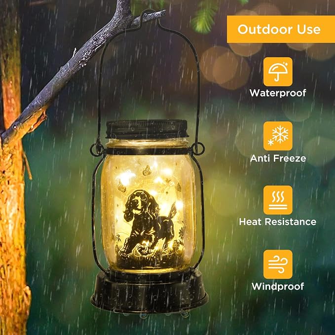 kyoryuger Cocker Spaniel Dog Gifts for Women/Men Cocker Spaniel Solar Lanterns Birthday Dog Lovers Lantern Pet Loss Dog Memorial Lights Solar Garden Decoration for Yard, Patio,Backyard,Porch Torches