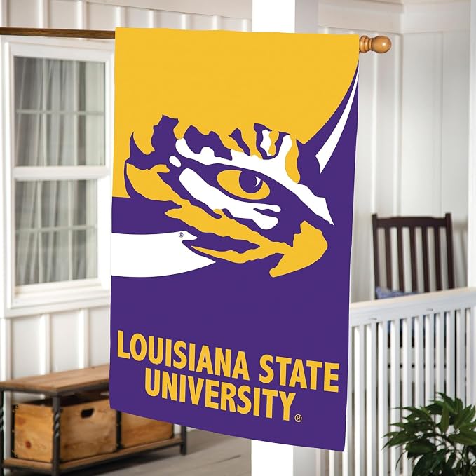 Team Sports America NCAA Louisiana State University House Flag, 28 x 44, Double Sided Garden Flags for Outside, Outdoor College Flags & Banners for Garden Patio, Indoor Wall Decor Flag for Room