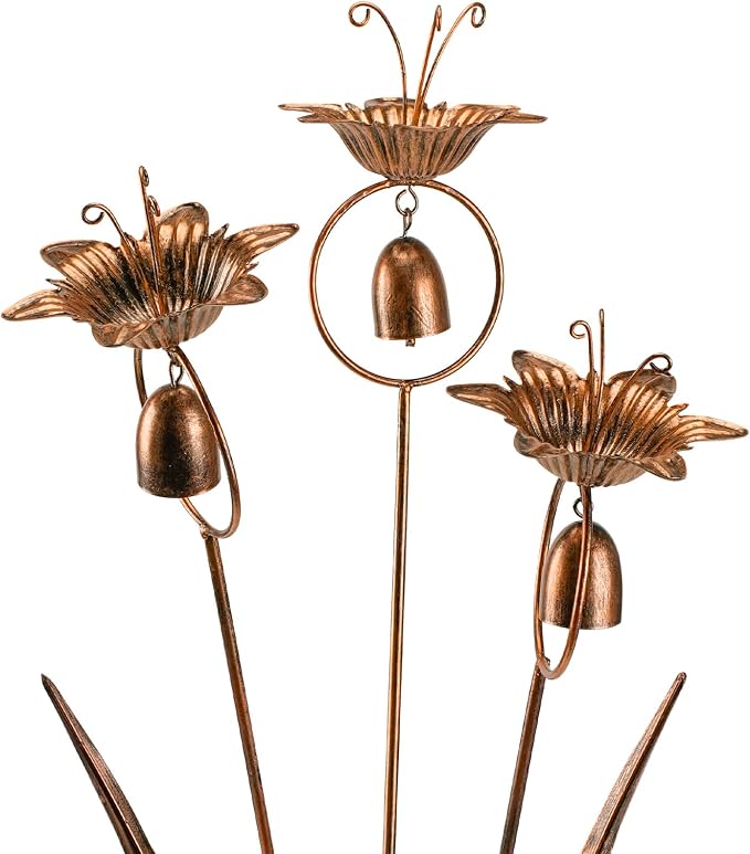 WSgift Metal Calla Lilies Flowers with Bells for Outside Yard Art Bronze Wind Chime