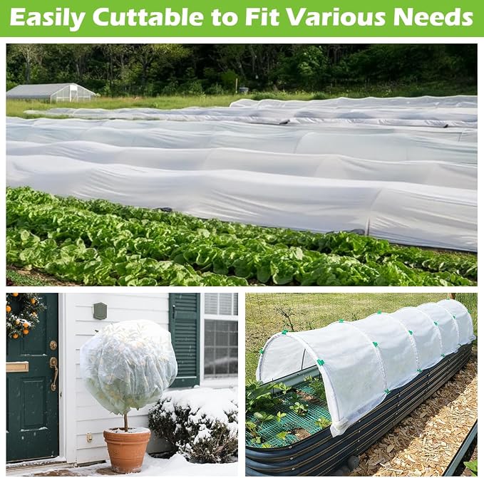 BTPLASTIK Frost Protection Covers for Outdoor Plants 10 x 100Ft, Winter Plant Blankets Freeze Cloths, Folded Rolling Plant Covers Freeze Protection for Raised Beds, Fruit Trees & Shrubs