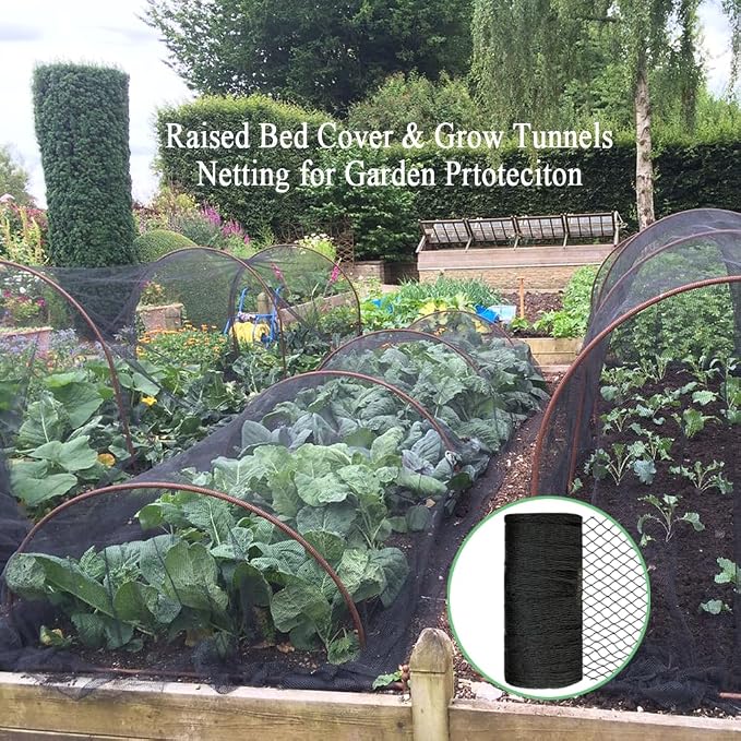 Bird Netting 25x25 Ft, 1/2In Mesh Heavy Duty Garden Netting Pest Barrier for Plants, Fruit Trees, Vegetables, Extra Strong Woven Mesh Netting, Animal Fencing Against Birds, Deer, Poultry