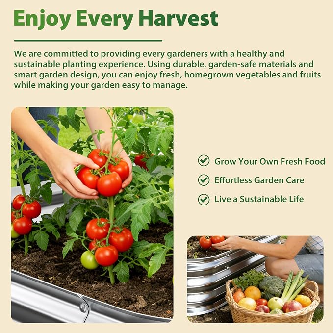 Square Galvanized Raised Garden Bed 4x4 ft – Heavy Duty Metal Planter Box for Vegetables & Flowers,Herb– 12" Deep Rust-Resistant Outdoor Gardening Bed with Easy Assembly, Above Ground (Silver)