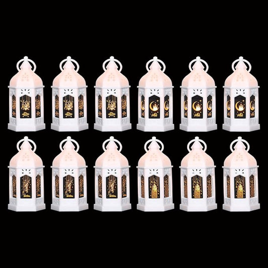 LLQ Mini Ramadan Lantern (12Pcs-5in) - Moroccan Small Lanterns Decorative, Eid Mubarak Decorations for Home, Ramadan Gifts for Family, Table Centerpiece