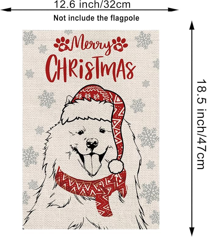 Seasonal Garden Flags Samoyed Double Sided Flags Set of 11 Holiday Farmhouse Indoor Outdoor Yard Lawn Christmas Gifts Decorations 12.5x18 Inch