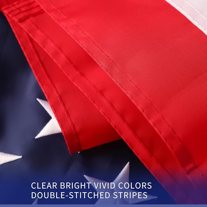 American Flag 4x6 FT Outdoor,US Flag 4x6 American Flag Heavy Duty Durable Nylon,Embroidered Stars, Sewn Stripes,2 Brass Grommets,All Weather USA Flag High Wind,Vivid Color