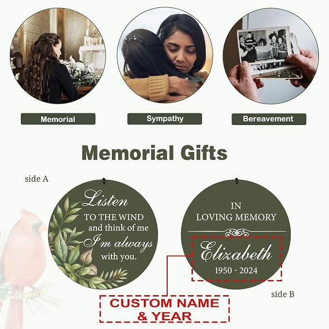 ASTARIN Personalized Memorial 30"/36" Wind Chimes for Loss of Loved One Mom Dad, Produced in Texas Memorial Gifts for Sympathy Bereavement Remember, Deep Tone in Memory of Wind Chimes for Outside