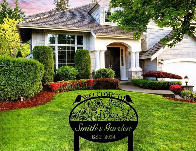 Personalized Garden Stake Metal Sign, Bird Garden Signs, Custom Butterfly Gardens Decor, Personalized Gardens Stakes For Outdoors, Lawn Decor, Flower Sign Plaque, Yard Sign.
