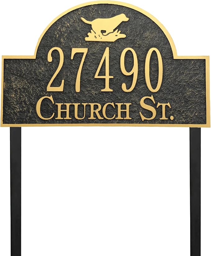 Address Sign Lawn Mounted - Custom House Number Sign with 2 Solid Metal Stakes,Address Numbers for Outside House,Yard,Garden,Grass,Ground,Drive Way,Lawn,13'' x 8''