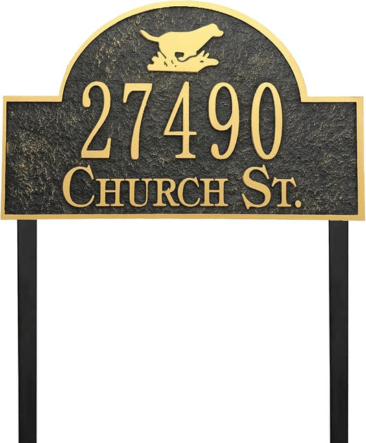 Address Sign Lawn Mounted - Custom House Number Sign with 2 Solid Metal Stakes,Address Numbers for Outside House,Yard,Garden,Grass,Ground,Drive Way,Lawn,13'' x 8''