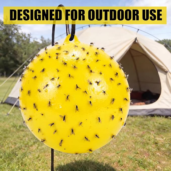 2 Pack Inflatable Fly Trap Balls 18inch Sticky Catcher for Black Yellow Greenhead Flies Outdoor Insect Control for Barn Stable Garden Greenhouse (Glue Not Included) (Gnat Fly Ball Trap)