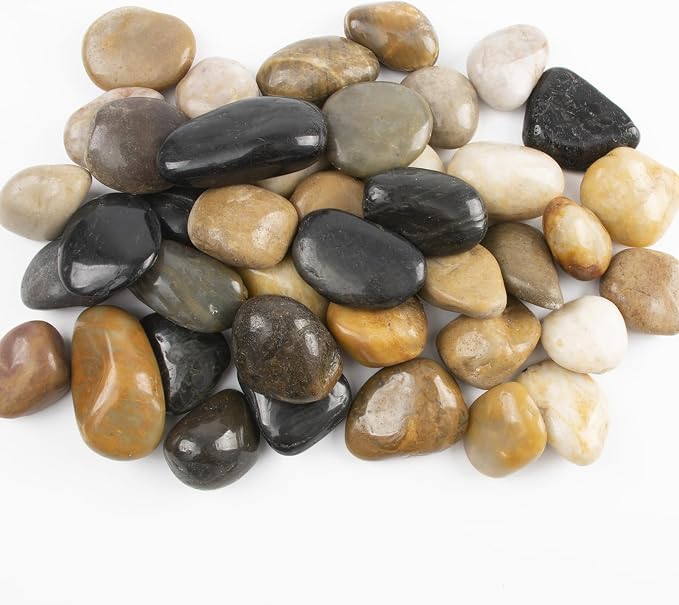 10lbs 1-2 Inch River Rocks, Decorative Mixed Pebbles for Garden Landscaping, Indoor Plants, Fish Tanks, Vases, and Succulents – Ideal for Home Decoration and Outdoor Gardens (Weight : 10 LB, Mixed)
