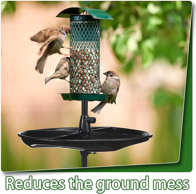 Geelin 21'' Plastic Bird Seed Catcher Tray for 1'' Outdoor Pole Feeders, Removable Bird Seed Catcher Tray for Hummingbird Bee Feeders Outdoors, Backyard, Garden, Not Included Pole
