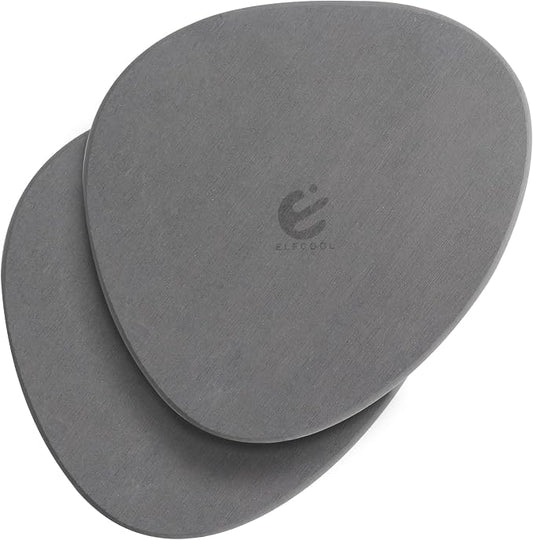 Elfcool Quick Dry Absorbent Flower Pot Saucer Dirp Tray Diatomaceous Earth Mat for Indoor Outdoor Plants (12''-Dark Grey-2pack)