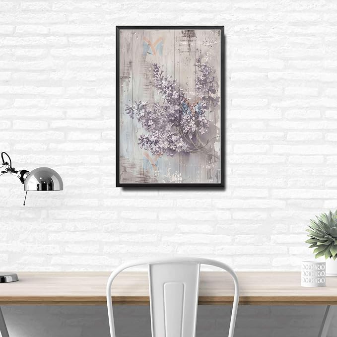 Metal Sign Tin Sign Vintage Wall Art Shabby Chic Lilacs Tin Sign for Rustic Springtime Antique Artistry and Distressed Wood Surfaces Vintage Sign for Home Decor 8×12 Inches with Metal Frame