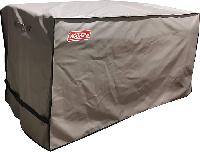 XXL Storage Box cover with Straps and Handles, Waterproof Heavy Duty Outdoor Furniture Winter Cover for Keter, Suncast Container, 63"(L) 30"(D) 28.3"(H)) Brown