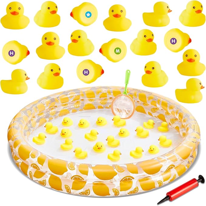 gisgfim Duck Letter Number Matching Game Back to School for 20 Plastic Ducks Summer Pond Pool Game Fun Memory Games Water Outdoor for Birthday Party Carnival Activity