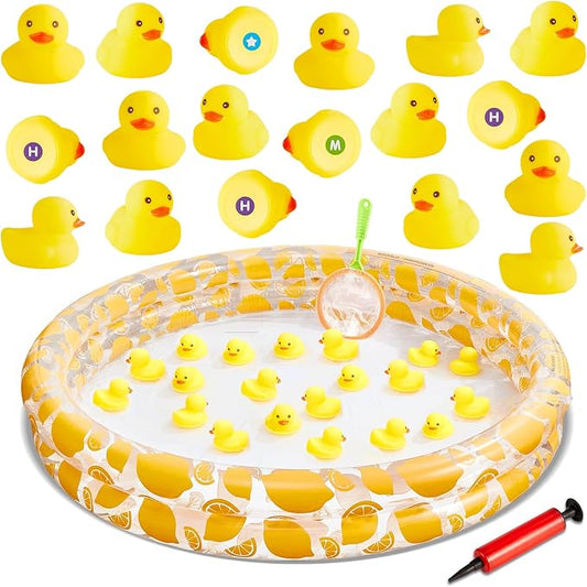 gisgfim Duck Letter Number Matching Game Back to School for 20 Plastic Ducks Summer Pond Pool Game Fun Memory Games Water Outdoor for Birthday Party Carnival Activity