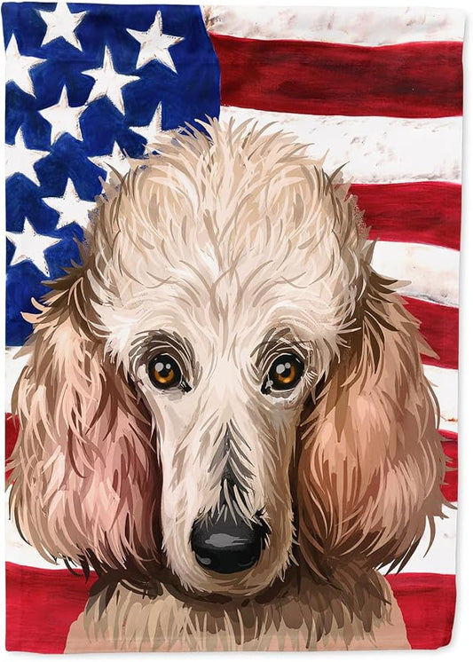 Caroline's Treasures CK6657CHF Poodle Dog American Flag House Flag Large Porch Sleeve Pole Decorative Outside Yard Banner Artwork Wall Hanging, Polyester, House Size, Multicolor