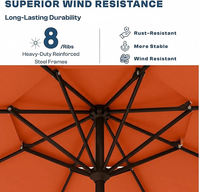 10FT Patio Umbrella, 2 Tier Outdoor Table Umbrella, Large Vented Market Umbrellas with Push Button Tilt and Crank, 8 Sturdy Ribs for Backyard, Deck, Pool, UPF50+ UV Protection